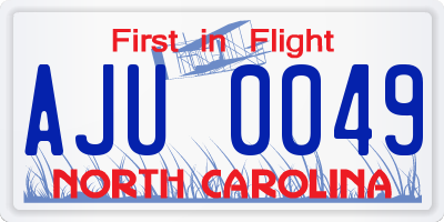 NC license plate AJU0049