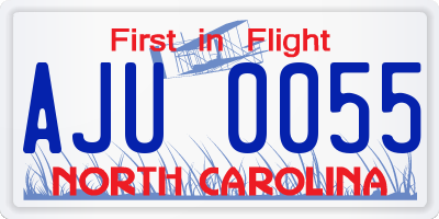 NC license plate AJU0055