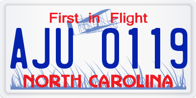 NC license plate AJU0119