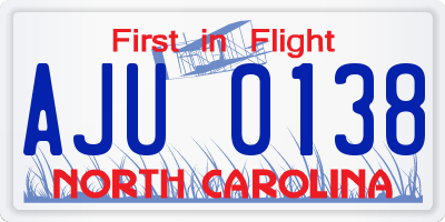 NC license plate AJU0138