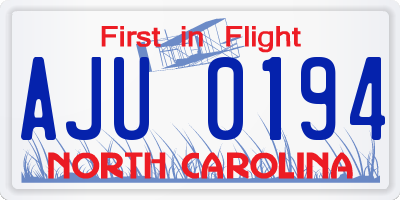 NC license plate AJU0194