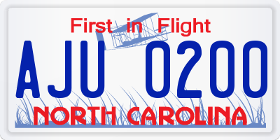NC license plate AJU0200