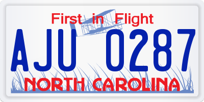 NC license plate AJU0287