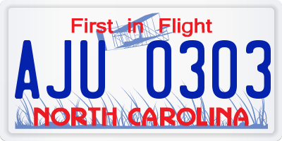 NC license plate AJU0303
