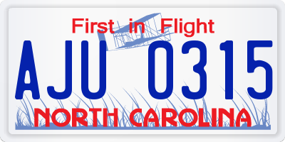 NC license plate AJU0315