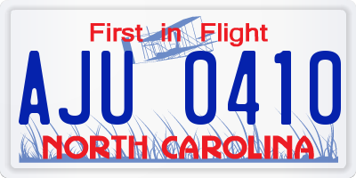 NC license plate AJU0410