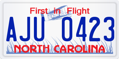 NC license plate AJU0423