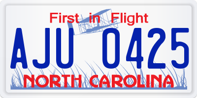 NC license plate AJU0425