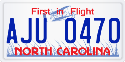 NC license plate AJU0470