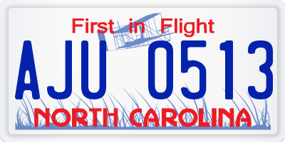 NC license plate AJU0513