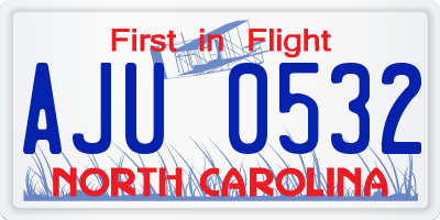 NC license plate AJU0532