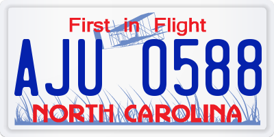 NC license plate AJU0588