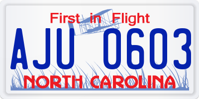 NC license plate AJU0603