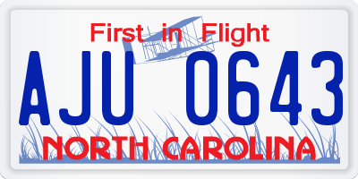 NC license plate AJU0643