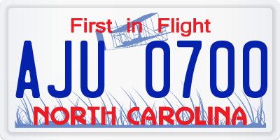 NC license plate AJU0700