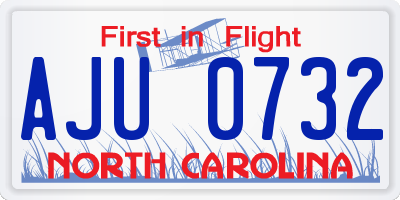 NC license plate AJU0732
