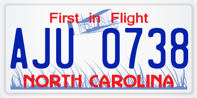 NC license plate AJU0738