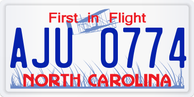 NC license plate AJU0774