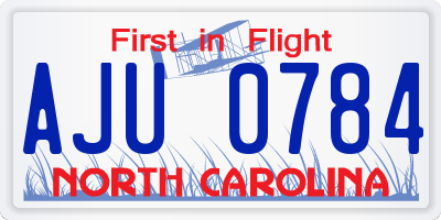 NC license plate AJU0784