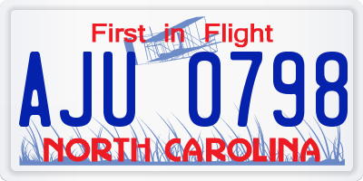 NC license plate AJU0798