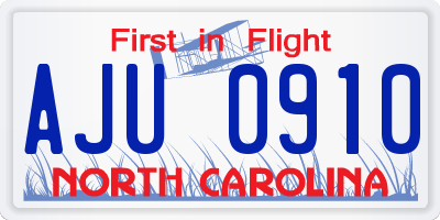 NC license plate AJU0910