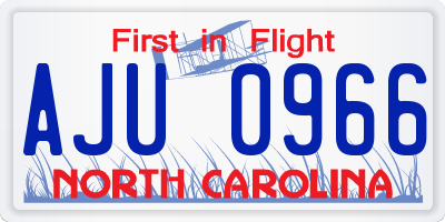 NC license plate AJU0966