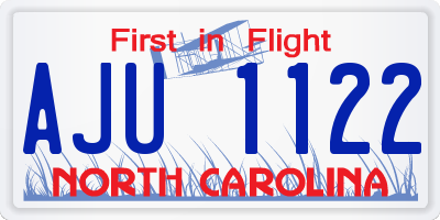 NC license plate AJU1122