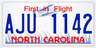 NC license plate AJU1142