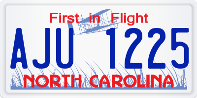 NC license plate AJU1225