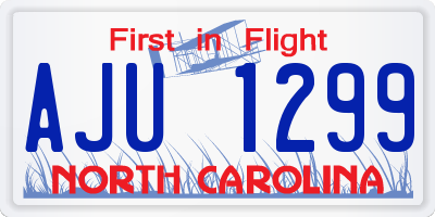 NC license plate AJU1299