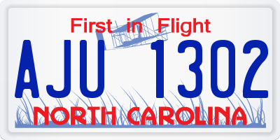 NC license plate AJU1302