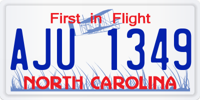 NC license plate AJU1349