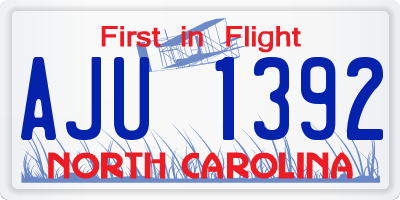 NC license plate AJU1392