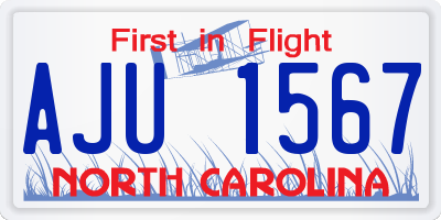 NC license plate AJU1567