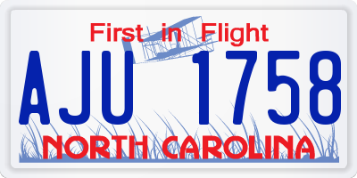 NC license plate AJU1758