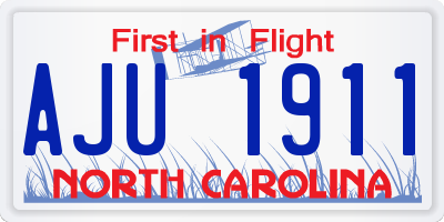 NC license plate AJU1911