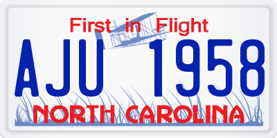 NC license plate AJU1958