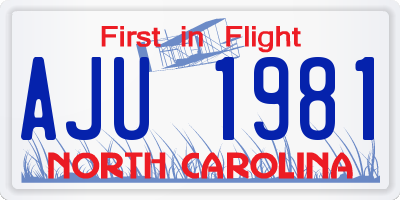 NC license plate AJU1981