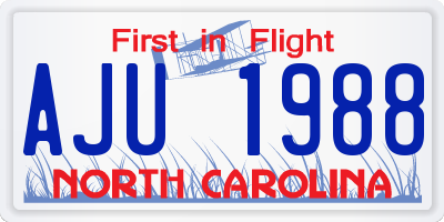 NC license plate AJU1988