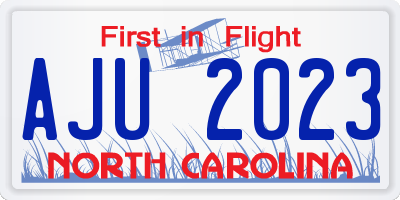 NC license plate AJU2023
