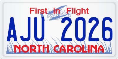 NC license plate AJU2026