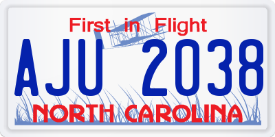 NC license plate AJU2038