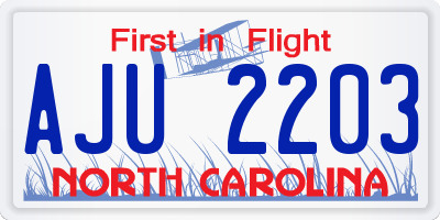 NC license plate AJU2203
