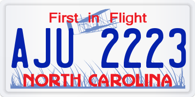 NC license plate AJU2223