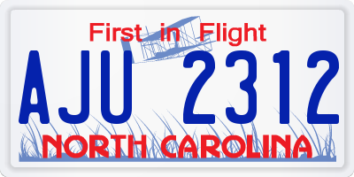 NC license plate AJU2312