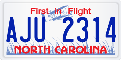 NC license plate AJU2314