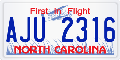 NC license plate AJU2316