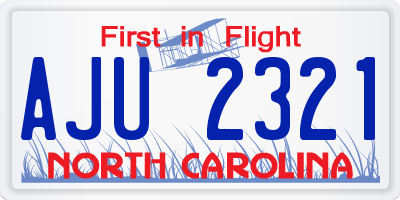 NC license plate AJU2321