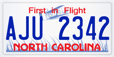 NC license plate AJU2342