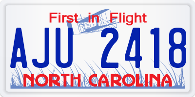 NC license plate AJU2418